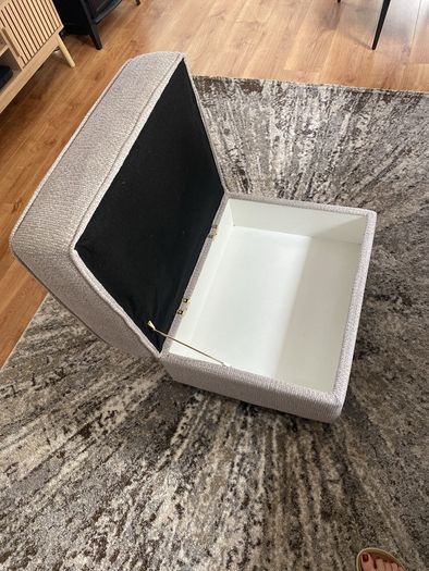 Pouffe, silver grey fabric