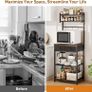 Coffee Bar Station, 6-Tier Coffee Stand with Storage and Drawers, Kitchen Corner Bakers Rack Microwave Stand with Metal Wire Panel & Hooks, Utility Storage Shelf for Small Spaces, Living Room Image 7