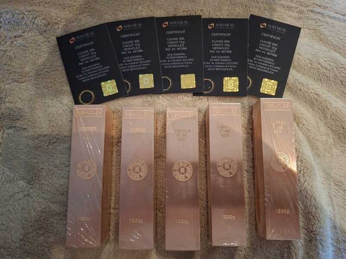 5kg .999 Copper Bar Set