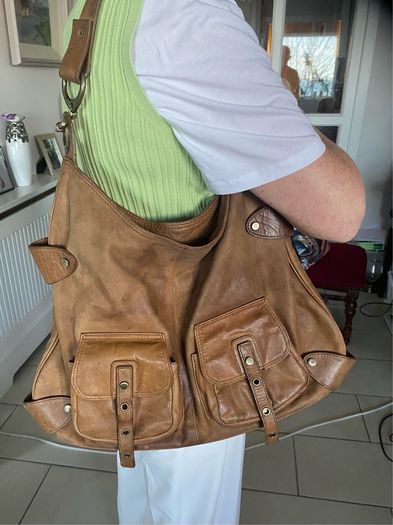 Cortefiel Leather Shoulder Bag