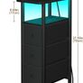 Bedside Table Set of 2 with Charging Station, Narrow Side Table with LED Lights Image 7