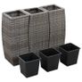 Garden Raised Beds 3 pcs Poly Rattan Grey Image 2