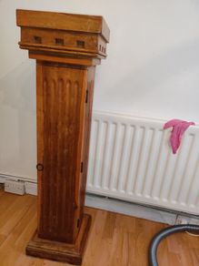 Vintage Wooden DVD Storage Tower Column Cabinet Pillar Stand