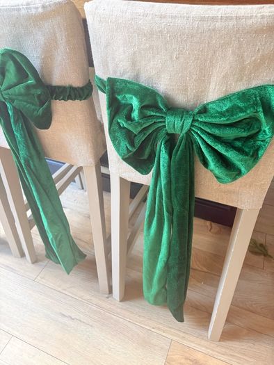 New forest green velvet oversized counter stool bow with exaggerated length