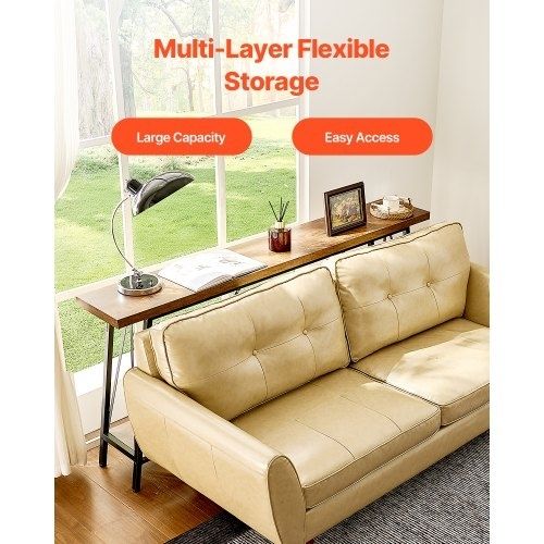 Narrow Console Sofa Table, 70.9 inches Behind Couch Table, 2-Tier Long Entryway Table and Skinny Hallway Table, Narrow Sofa Table with Metal Frame, for Entryway, Hallway, Living Room & Bedroom