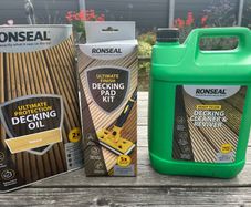 Decking oil, sponges and cleaner