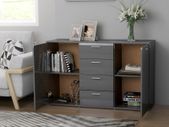 Sideboard High Gloss Grey 120x35.5x75 cm Chipboard