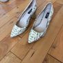 DKNY snake skin effect cream shoe w gold touch on heel Image 5
