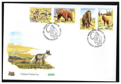 1999 Ireland Extinct Irish Animals (Mammoth, Giran Deer, Wolves & Bear) Commemorative Stamps An Post First Day Cover (FDC)