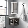 Corner Medicine Cabinet with Light,3 Colors,Dimmable,Demister,USB Shaver Socket,Brush Aluminum Framed,13.8x27.5inch Image 7