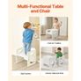 Montessori Weaning Table and Chair Set, Wooden Toddler Table and Chair Set for Aged 1-5, Adjustable Height Kids Montessori Chair and Activity Table, Ideal for Reading, Eating, Playing White Image 5