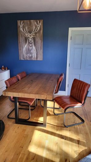 Dining Table and 4 Real Leather Chairs