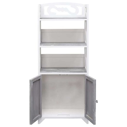 Bathroom Cabinet White and Grey 46x24x116 cm Paulownia Wood