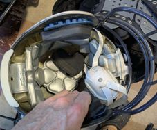 American football helmet and pads