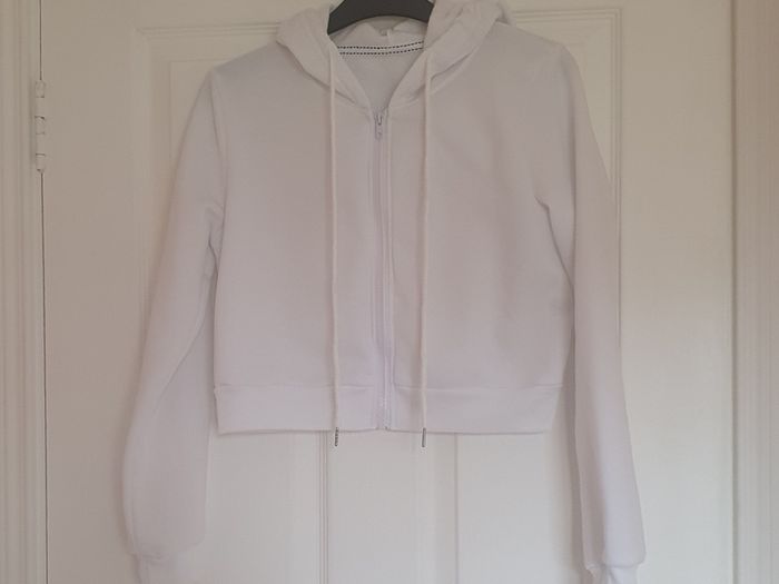 Ladies white cropped hoodie