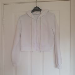 Ladies white cropped hoodie