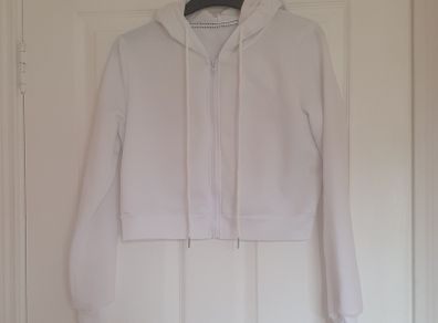Ladies white cropped hoodie