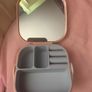 Pink travel jewellery case with mirror Image 2