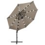 Cantilever Umbrella with Pole and LED Lights Taupe 300 cm Image 3