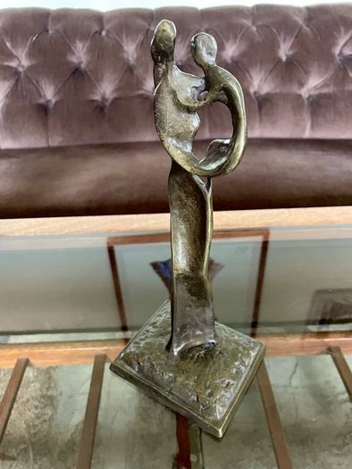 Abstract Modernist Bronze Mother and Child Sculpture Statue Figurine