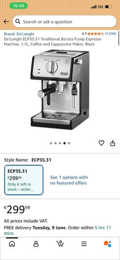 DeLonghi coffee machine