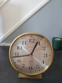 Kienzle brass table clock with base, approx. 19 cm high