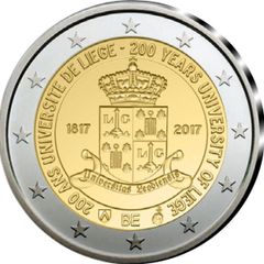 Belgium 2 Euro Commemorative Coin 2017 - Liege University. Uncirculated.