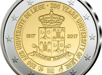 Belgium 2 Euro Commemorative Coin 2017 - Liege University. Uncirculated.