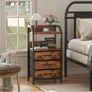 Bedside 2 Table with 3 Fabric Drawers & Open Shelf Image 2