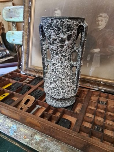Mid Century Fat Lava Ceramic Vase