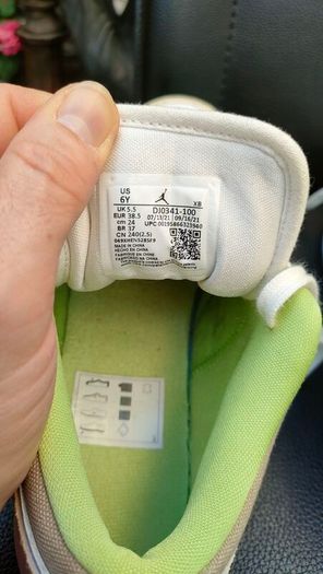 Air Jordan 1 Low Pastel Grind Vivid Green (GS) Size 5.5 UK