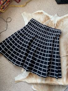 Cynthia Rowley Geometric Skirt Black & White Skater Skirt Size S Small Mini skirt