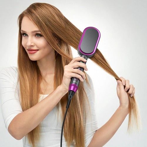 Electric straightening hair comb with digital display