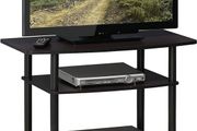 No Tools 3-Tier Entertainment Center Stand, TV Stands, TV Unit, TV Shelf, Dark Walnut