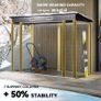 3.7 x 7.9ft Galvanised Steel Shed, with Latched Door and Padlock - Grey Image 3