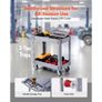 Utility Cart, 250 kg Capacity, 2 Tier Service Cart with 360 Swivel and Fixed Wheels (2 with Brakes), Heavy Duty Plastic Rolling with Storage Tray, Tool Storage for Garage Warehouse Workshop Image 3