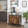_Sideboard, side cabinet, sideboard, kitchen cabinet with glass surface, living room, hallway, office, sturdy steel frame, tempered glass, industrial design, vintage brown/black Image 2