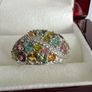 Silver Multi-Tourmaline & White Zircon Cluster Ring Image 3