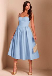 SheinElegant Women's Spaghetti Strap Long Puff Dress size XS baby blue
