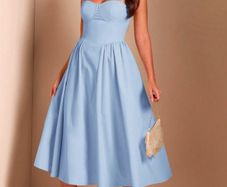 SheinElegant Women's Spaghetti Strap Long Puff Dress size XS baby blue