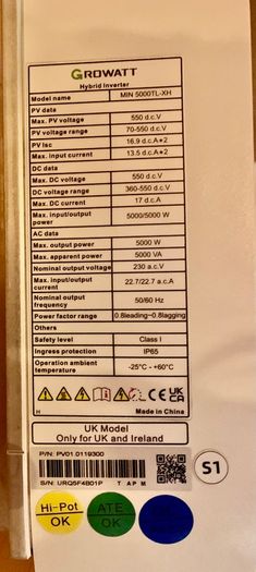 GROWATT Inverter (for solar panels)