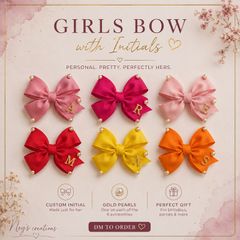 Girls bow with initials