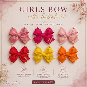 Girls bow with initials