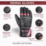 Women's Premium Genuine Leather Motorcycle Gloves Breathable Touring, Racing & Street Bike Gloves Image 4