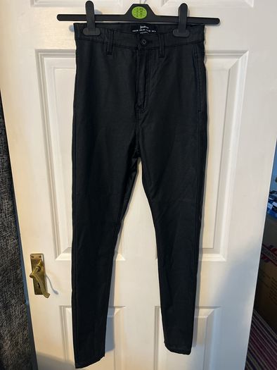 leather look trousers