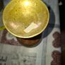 Beautiful Antique Pair of Etched Brass Vase with Red and Floral Enamel Accents Image 5