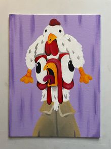 Crazy Chicken-Hat Chicken Original Acrylic Painting