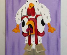 Crazy Chicken-Hat Chicken Original Acrylic Painting
