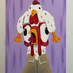 Crazy Chicken-Hat Chicken Original Acrylic Painting