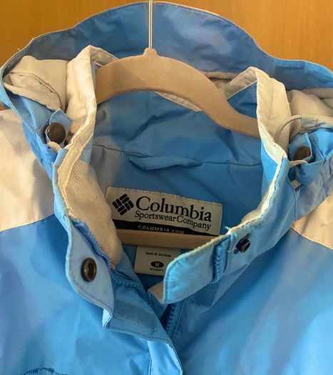 Columbia Womens Jacket M Blue White 2 In 1 Interchange Removable Hood